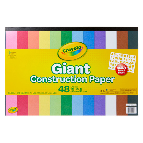 Giant Construction Paper Pad with Stencils, 48 Sheets - BIN990055