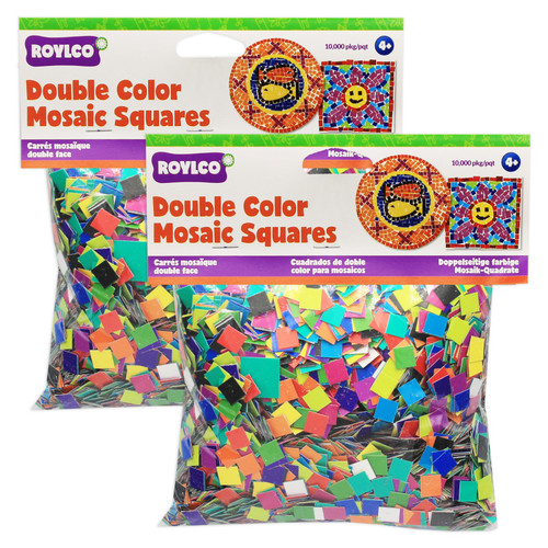 Double Color Mosaic Squares, 3/8'', 10,000 Per Pack, 2 Packs Double Color Mosaic Squares, 3/8'', 10,000 Per Pack, 2 Packs