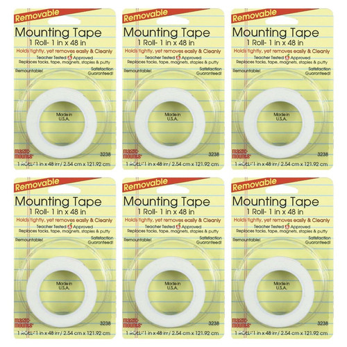 Removable Magic Mounting Tape, 1'' x 48'', 6 Rolls Removable Magic Mounting Tape, 1'' x 48'', 6 Rolls