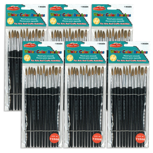 Water Color Paint Brushes with Round Pointed Tip, # 8, .81 Inch, Camel Hair, Black Handle, 12 Per Pack, 6 Packs Water Color Paint Brushes with Round Pointed Tip, # 8, .81 Inch, Camel Hair, Black Handle, 12 Per Pack, 6 Packs