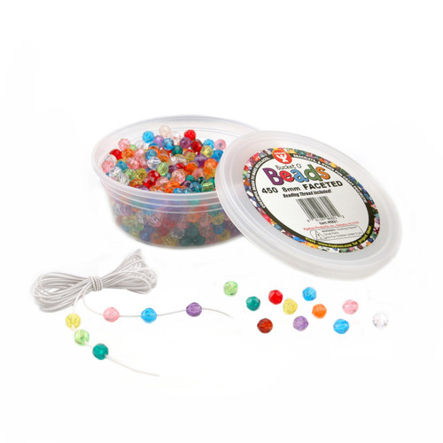 Bucket O' Beads, Faceted, Translucent Assorted, 8 mm, Pack of 450 Bucket O' Beads, Faceted, Translucent Assorted, 8 mm, Pack of 450