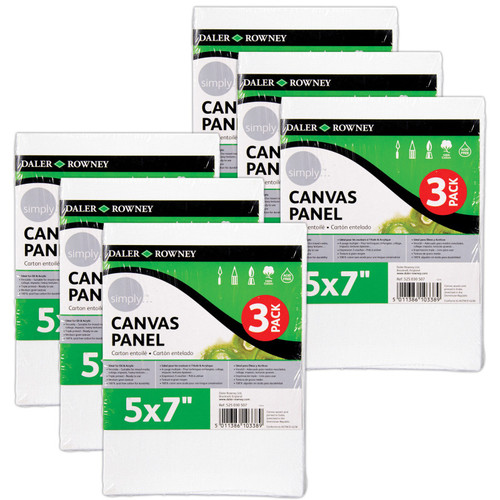 Simply White Canvas Panels Set, 5'' x 7'', 3 Per Pack, 6 Packs