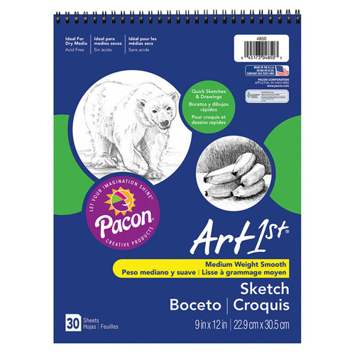 Sketch Book, Standard Weight, 9'' x 12'', 30 Sheets Sketch Book, Standard Weight, 9'' x 12'', 30 Sheets