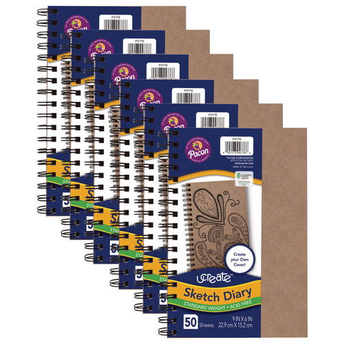 Create Your Own Cover Sketch Diary, Natural Chip Cover, 9'' x 6'', 50 Sheets, Pack of 6 Create Your Own Cover Sketch Diary, Natural Chip Cover, 9'' x 6'', 50 Sheets, Pack of 6