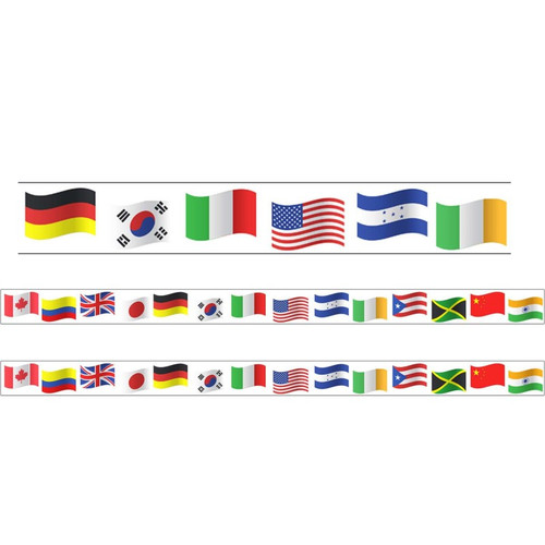 Borders/Trims, Magnetic, Rectangle Cut - 1-1/2'' x 24'', World Flags Theme, 24' per Pack, 2 Packs