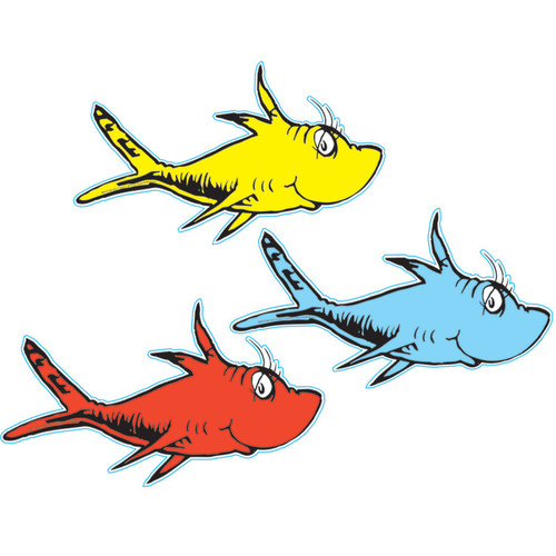 Dr. Seuss One Fish, Two Fish Assorted Paper Cut Outs, Pack of 36