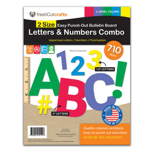 Bulletin Board Letters & Numbers, Jewel Colors, .5in & 3in, 710 Pieces