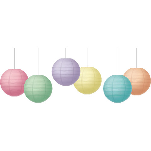 Pastel Pop 8'' Hanging Paper Lanterns, Pack of 6