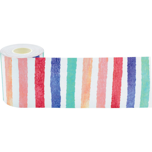 Watercolor Stripes Straight Rolled Border Trim, 50 Feet Watercolor Stripes Straight Rolled Border Trim, 50 Feet