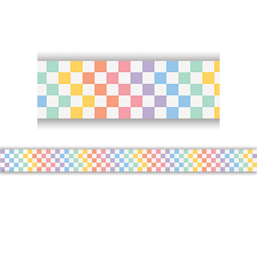 Cool for School Checkers Straight Border Trim, 35 Feet