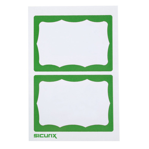 Adhesive Badges, Green Border, Pack of 100