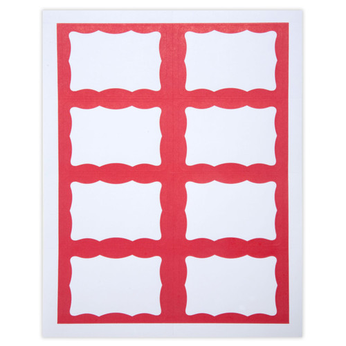 Adhesive Badges, Red Border, Pack of 200