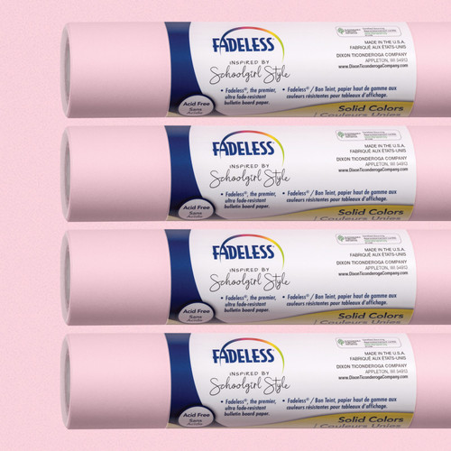 Schoolgirl Style Bulletin Board Paper, 48'' x 12', Pretty in Pink, 4 Rolls