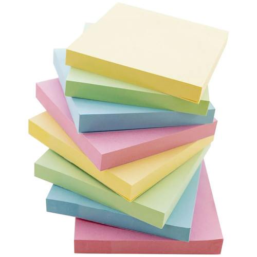 Stick On Notes, 3'' x 3'', Assorted, 100 Sheets, Pack of 12