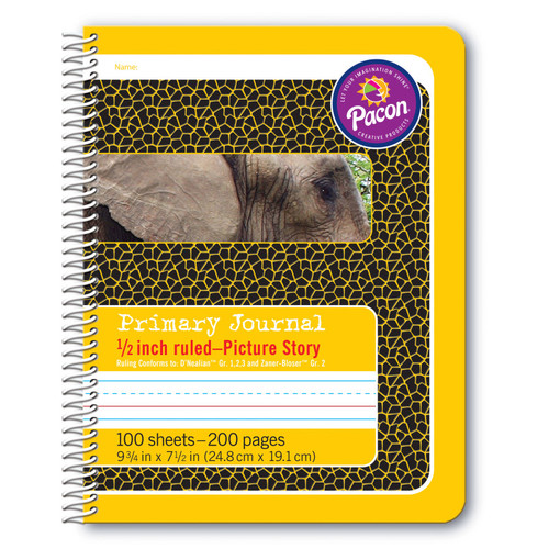 Primary Composition Book, Spiral Bound, D'Nealian/Zaner-Bloser, 1/2'' x 1/4'' x 1/4'' Picture Story Ruled, 9-3/4'' x 7-1/2'', 100 Sheets