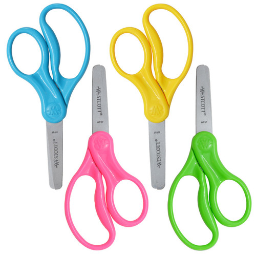5'' Hard Handle Kids Scissors, Blunt, Assorted Colors (No Color Choice), Pack of 2