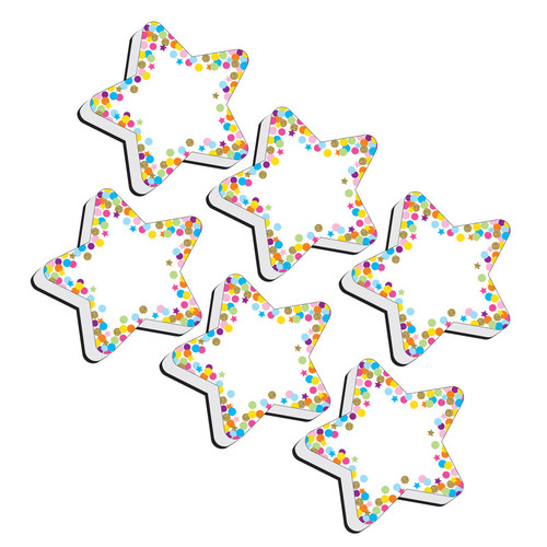 Magnetic Whiteboard Erasers, Star Confetti, Pack of 6 Magnetic Whiteboard Erasers, Star Confetti, Pack of 6