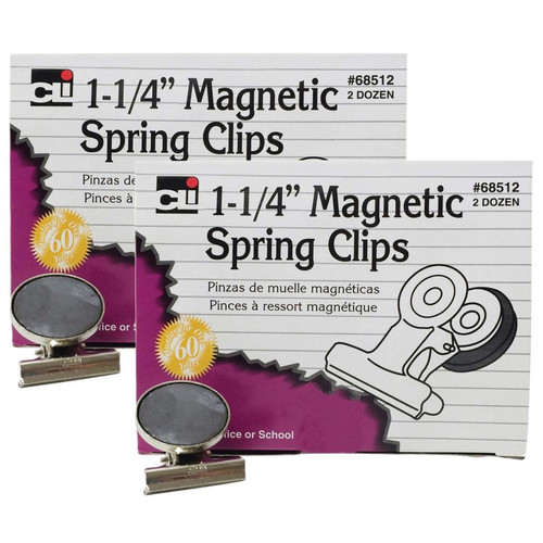 Magnetic Spring Clips, 1-1/4'', 24 Per Box, 2 Boxes Magnetic Spring Clips, 1-1/4'', 24 Per Box, 2 Boxes