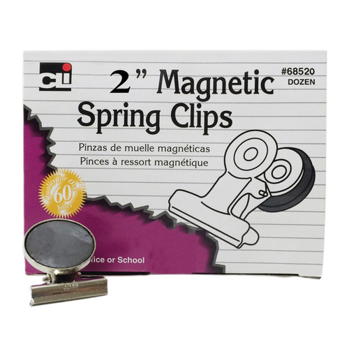 Magnetic Spring Clips, 2'', 12/Box