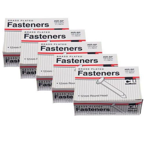 Brass Paper Fasteners .5'', 100 Per Pack, 5 Packs