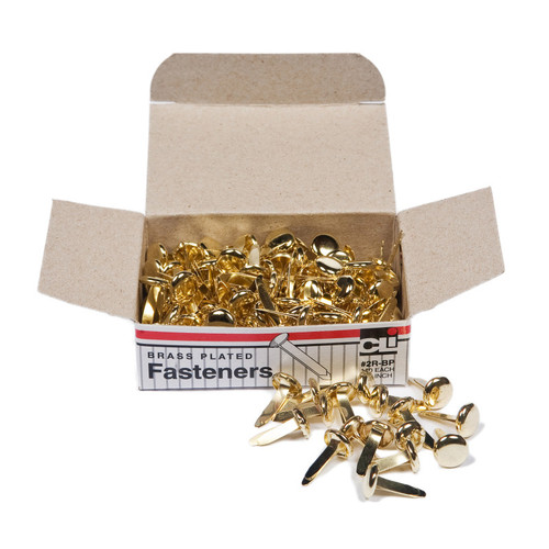 Fasteners, Round Head, Brass Plated, 1/2 Inch Shank, 8 mm Head, 100/Pack Fasteners, Round Head, Brass Plated, 1/2 Inch Shank, 8 mm Head, 100/Pack