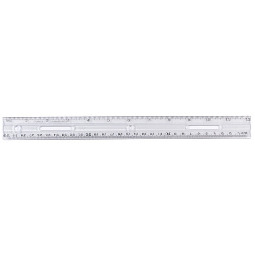 Plastic Ruler, Double Bevel, 12'', Clear Plastic Ruler, Double Bevel, 12'', Clear