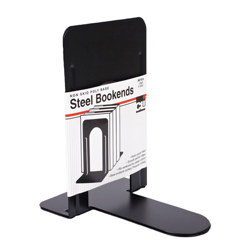 Bookends with Non-Skid Base, 9'' Steel, Black, 1 Pair Bookends with Non-Skid Base, 9'' Steel, Black, 1 Pair