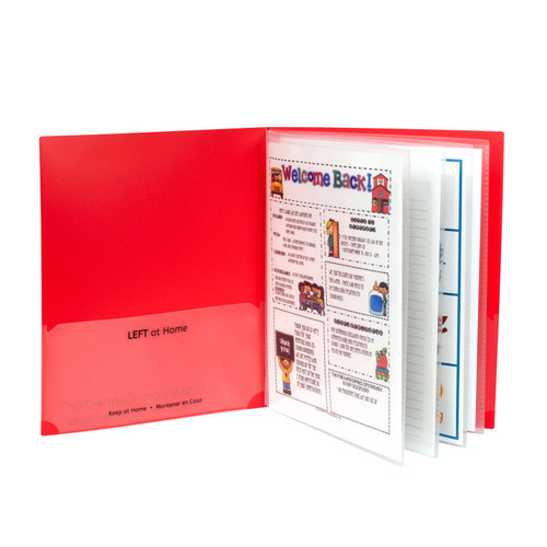 Classroom Connector Multi-Pocket Folders, Red, Box of 15