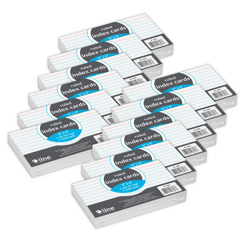 Index Cards, 3'' x 5'', White, 100 Per Pack, 12 Packs