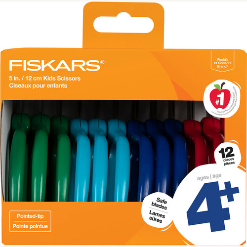 Kids Scissors Classpack, Pointed, 5'', Pack of 12
