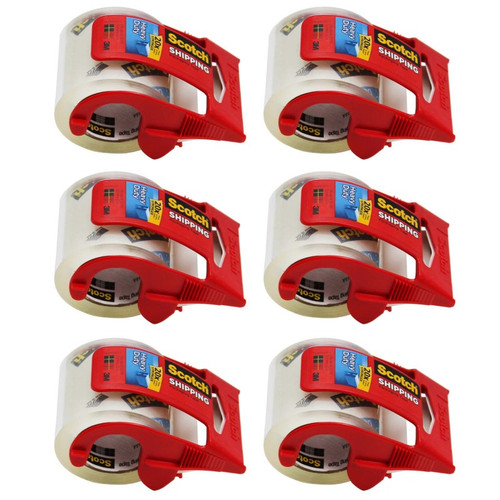Heavy Duty Shipping Packaging Tape with Dispenser, 2'' x 800'', 6 Rolls