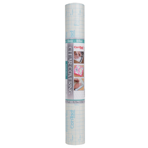 Clear Cover Adhesive Covering, Clear, 18'' x 50 ft, Glossy