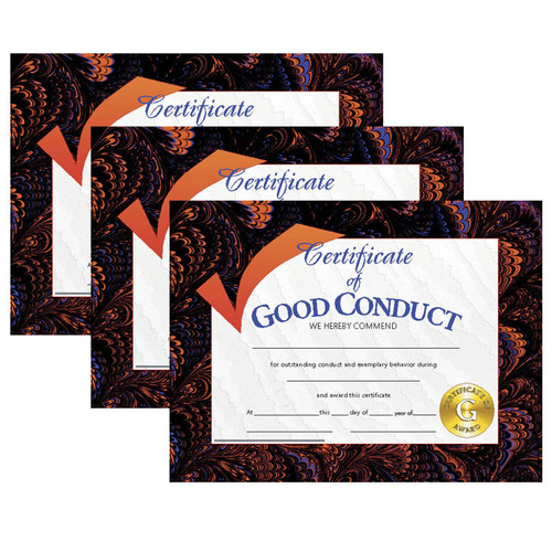 Certificate of Good Conduct, .5'' x 11'', 30 Per Pack, 3 Packs