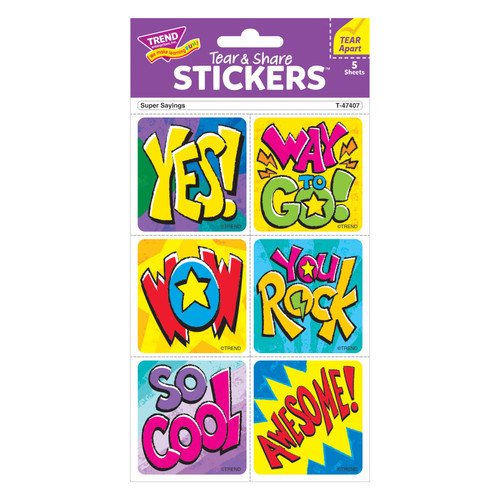 Super Sayings Tear & Share Stickers, 30 Count