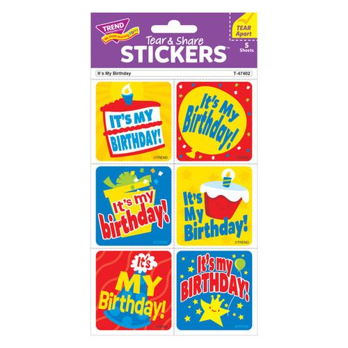 It's My Birthday Tear & Share Stickers, 30 Count