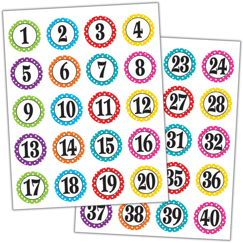Polka Dots Numbers Stickers, Pack of 120 Polka Dots Numbers Stickers, Pack of 120