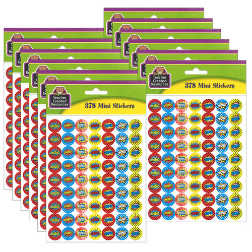 Superhero Mini Stickers, .5'', 378 Per Pack, 12 Packs