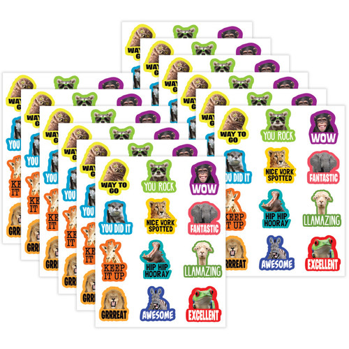 Go Wild Animals Stickers, 72 Per Pack, 12 Packs