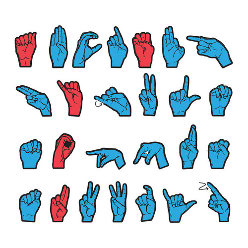 Magnetic Sign Language Letters, Red & Blue Colors, Assorted Sizes, 26 Pieces Magnetic Sign Language Letters, Red & Blue Colors, Assorted Sizes, 26 Pieces