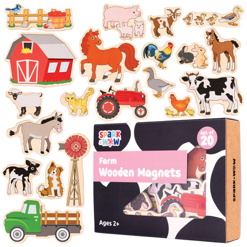 Wooden Magnets- Farm - Set of 20 Wooden Magnets- Farm - Set of 20