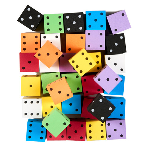 Foam Spot Dice, 2'', Assorted Colors, Bag of 36