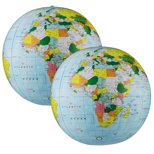 Light Blue Political Inflate-a-Globes, 12'', Pack of 2