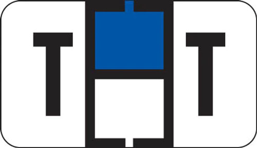 Traco Alphabetic Labels - TRAM Series (Rolls) - T - Dk. Blue & Black