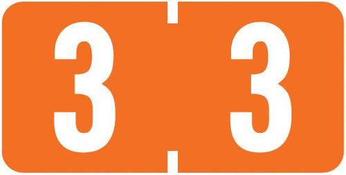 TAB Numeric Label  - TBVN Series (Rolls) - 3 - Dk. Orange