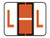 RB-DK ORANGE "L" - 1" H x 1 1/4" W - 50/Sheet