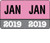 Month/Year Labels 2019 - Complete Set Jan-December Convenience Pack - 216 Labels Total (18 of each month) - 1-1/2" W x 1" H