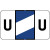 Control-O Fax Alpha Label System - Letter 'U' - DARK BLUE w/ White stripe - 15/16" H x 1-5/8" W - Sheets for File Box - 225 Labels Per Pack