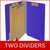Purple legal size end tab classification folder with 2" gray tyvek expansion, with 2" bonded fasteners on inside front and inside back and 1" duo fastener on dividers. 18 pt. paper stock and 17 pt brown kraft dividers. Packaged 10/50.