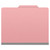 Pink letter size top tab classification folder with 3" gray tyvek expansion, with 2" bonded fasteners on inside front and inside back and 1" duo fastener on dividers. 18 pt. paper stock and 17 pt brown kraft dividers. Packaged 10/50.