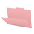 Pink legal size top tab classification folder with 2" gray tyvek expansion. 18 pt. paper stock. Packaged 25/125.